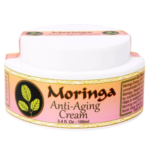 Moringa Anti-Aging Cream for Face, Smoothing Wrinkles Lines Spots by Moringa Energy Life, 3.4 oz