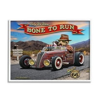 Stupell Industries Bone to Run Dogs Transportation Painting White Framed Art Print Wall Art, 14 x 11