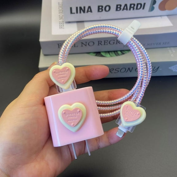 Cable Protector for Phone Charger, Soft Charging Cord Protector Data Cable Saver for Women Girls Compatible with iPad 18W/20W Charger