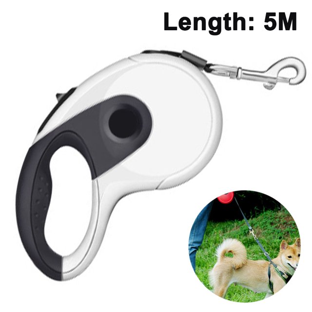 Laisse Rétractable pour Chien, Laisse de Marche pour Petits à Grands Chiens, Bouton de Rupture et Verrouillage, Robuste Sans Enchevêtrement-Blanc