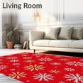 thumbnail image 2 of ODIKA 4'x6' Machine Washable Non-Slip Area Rug, Festive Starburst Snowflake with Whimsical Holiday Accents High Traffic Rug with Pad, Red, 632553, 2 of 8