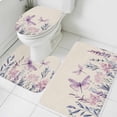 thumbnail image 3 of Purple Florals Bath Mat 3 Piece Bathroom Rug Set, Spring Butterflies Dragonfly Retro Beige Non Slip Bath Rug Contour Mat and Toilet Lid Cover, Absorbent Shower Mats Soft Bath Rugs and Mats Sets, 3 of 8