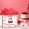 thumbnail image 5 of Bow Cherry Birthday Gift Bag, Large Happy Birthday Gift Bag, with Card and Tissue Paper, Cherry Themed Party Favors Supplies for Children, Adults, Teens, Girls Bday Celebration Decor, 5 of 7