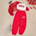 thumbnail image 2 of Ulanda Girls 3 Piece Purple Casual Set, Long Sleeved Openwork Top, Cami Tops and Sports Pants Fashion Outfits 8-12T (Red, 5-6 Years), 2 of 4