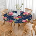 thumbnail image 3 of Pioneer Flower Floral Print Pattern Round Fitted Tablecloth with Elastic Edge,Dining Table Cover Waterproof,Outdoor Round Tablecloth for Camping,Dining,Indoor and Outdoor, 3 of 7