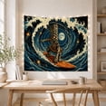 thumbnail image 5 of Ocean Waves Figure with Tiki Totem Character Surfing, Mystical Fantasy for Space Lovers, Galaxy Room Decor, Housewarming Gift, Tapestry Wall Hanging for Bedroom and Dorm, 5 of 7