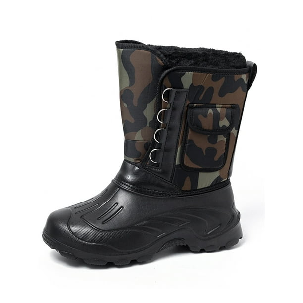 Ritualay Men's Winter Boot Plush Lining Snow Boots Round Toe Mid Calf