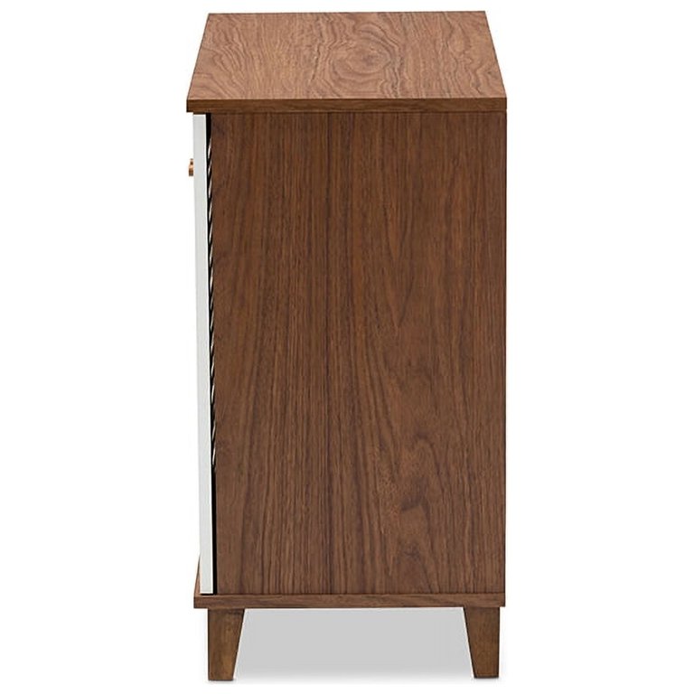 Coolidge Modern and Contemporary White and Walnut Finished 4-Shelf
