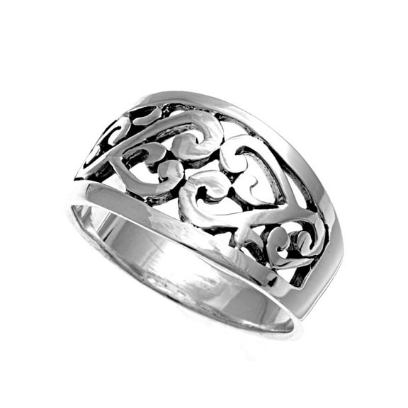 925 Sterling Silver Fashion Filigree Ring Size 5