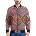 thumbnail image 3 of Chaqueta con estampado 3D de mandala bohemio para hombre, sudadera con estampado floral de primavera y otoño, abrigos de manga larga con cremallera y estilo aviador, 3 of 5