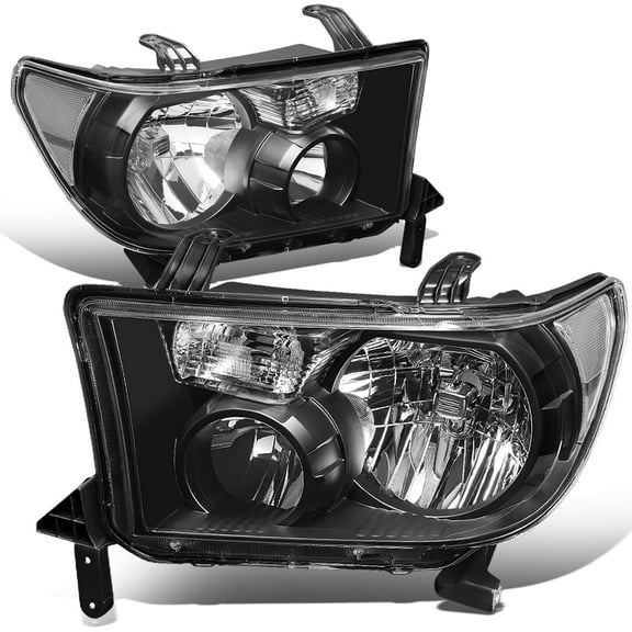 DNA Motoring Pair All Black Headlight Replacement For 2007-2013 Toyota Tundra 08-17 Sequoia