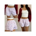 thumbnail image 3 of Yunliwuli Women's Summer Casual Shorts Heart/Plaid Print Elastic Waist Straight Leg Short Pants, 3 of 9