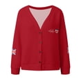 thumbnail image 4 of Wang6 Womens Lightweight Plus Size Cardigans Sweaters Trendy Long Sleeve Open Front Button down Knit Sweater Fall V Neck American Flag Printed Outwear Tops Red L, 4 of 5