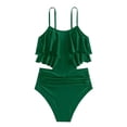 thumbnail image 5 of YDFCWXW Girls Swimsuit 2 Piece Bikini Set Tiered Ruffled Bathing Suit Adjustable Straps Girls' Swimwear (Green, 12-13 Years), 5 of 5