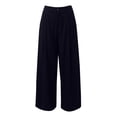 thumbnail image 5 of IWRICH Women's Linen 2 Piece Outfits Summer Short Sleeve V Neck Shirts Dressy Casual Sets Wide Leg Pant Suits Black S, 5 of 7