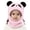 a-Pink51, variant on VNKIDY Girls Boys Earflap Hats Kids 2-in-1 Hood With Attached Scarf Plush Warm Pullover Hat For Winter Outdoor Daily Wear Pink