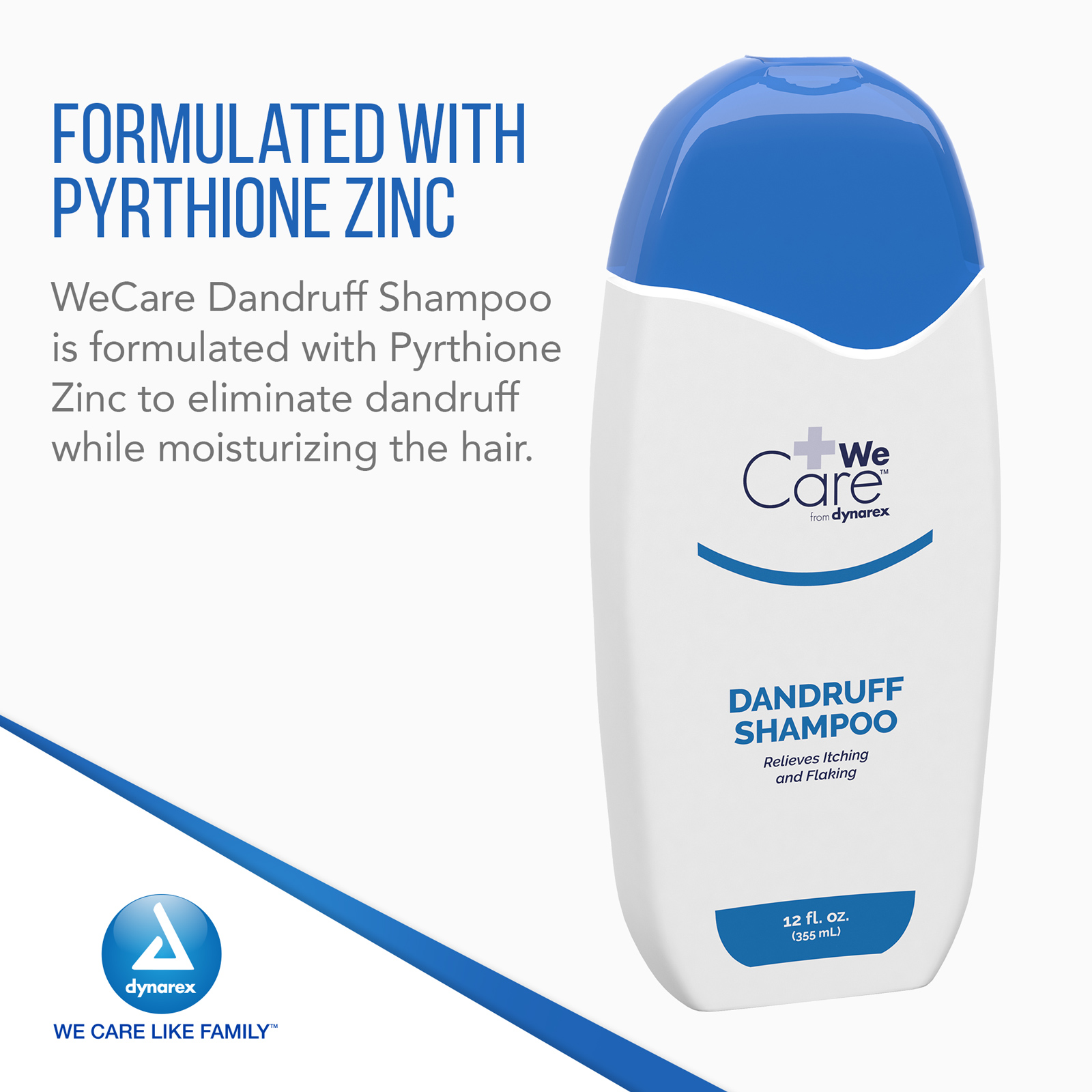 Dynarex Anti Dandruff Shampoo - Cleansing & Moisturizing Shampoo with Pyrithione Zinc - Daily Hair Shampoo for Itching, Flaking, Dry Scalp - 12 fl. oz., Set of 12