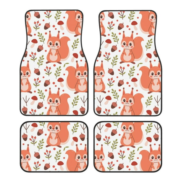 Fotbe Squirrel And Juego de 4 Tapetes para Auto con Estampado – Alfombrillas de Goma Reforzada, Diseño Antideslizante, Protección para Todo el Año – Vehículos, Autos, Camionetas y SUVs