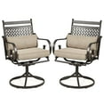thumbnail image 2 of MELLCOM Patio Swivel Chair Set of 2, Heavy Duty Outdoor Dining Chairs with Cushions and Lumbar Pillows, Metal Patio Chairs Gentle Rocker for Outside, Garden Lawn & Porch, Backyard, Khaki, 2 of 7