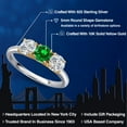 thumbnail image 2 of Gem Stone King 925 Silver and 10K Yellow Gold Green Created Emerald and Lab Grown Diamond Engagement Ring for Women | 1.84 Cttw | Round 5MM | Gemstone May Birthstone | Size 7, 2 of 6
