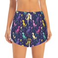 thumbnail image 4 of Lsque Colorful Dinosaur Printed Women's Running Shorts with Liner Pockets,Elastic Quick Dry Workout Athletic Gym Yoga Shorts,Womens High Waist Shorts-X-Large, 4 of 9