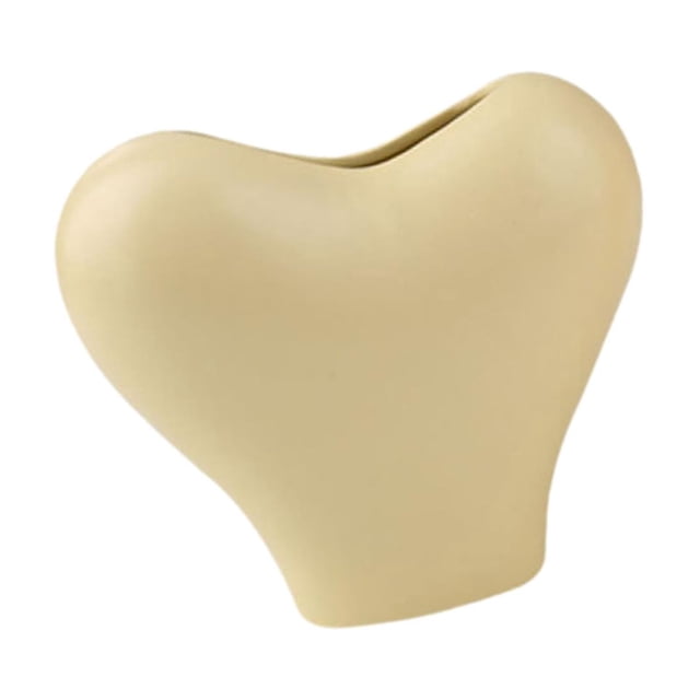 Jarrón de cerámica con forma de corazón, centro de mesa, obra de arte romántica, elegante florero para amarillo