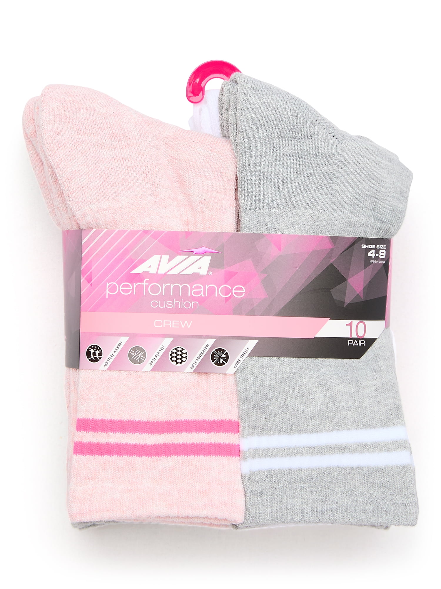 Avia Women's Performance Cushion Crew Socks, 10-Pack
