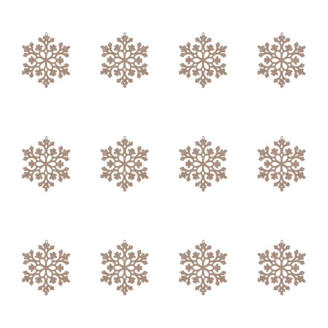 Christmas Tree Decoration 12 Pack 10 cm Hollow Plastic Snowflake Pendant with Dusting Effect for Holiday Home and Tree Use