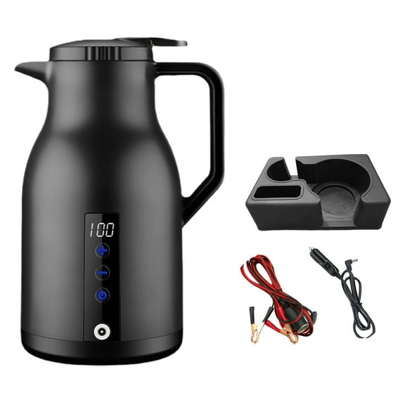 Calentador de agua para coche, botella de calentamiento rápido, hervidor de agua para té, café y leche. Negro Con Base