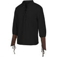 thumbnail image 2 of Men's Long Sleeve Lace Up Shirt Gothic Top for Celebrations and Events Mens T-Shirts In 3xl Cotton with Pocket Athletic, 2 of 5