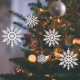 thumbnail image 1 of 12 Pcs Glitter Snowflake 4 inches Plastic Christmas Hanging Glitter Snowflakes String Garland for Decorating, Crafting,Wedding,Party and Christmas Tree Decorations Ornaments, 1 of 6