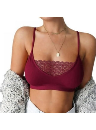 Lace Bandeau Bras for Women 3/4 Cup with Padded Wire Free Lingerie Camisole  Fashion Halter Crop Top Sheer Bralette 