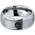 thumbnail image 2 of Tungsten Trident Spear Weapon Band Ring 8mm Men Women Comfort Fit Gray Step Bevel Edge Brushed Polished, 2 of 4
