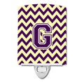 thumbnail image 1 of Carolines Treasures CJ1058-GCNL Letter G Chevron Purple & Gold Ceramic Night Light, 1 of 1