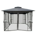 thumbnail image 6 of Tcbosik 10' x 10' Outdoor Gazebo, Double Roof Canopy Tent with Mosquito Netting, Party Sunshade with Metal Frame for Patio, Deck, Backyard, Gray, 6 of 9
