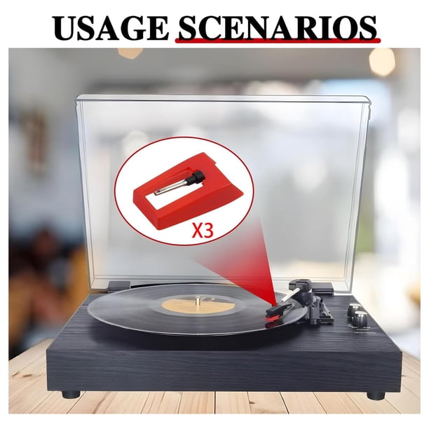 Aguja de repuesto para grabadora de vinilo, accesorio compacto y ligero para tocadiscos CR43, NP27, G6082i0N, y R8005A 3 piezas