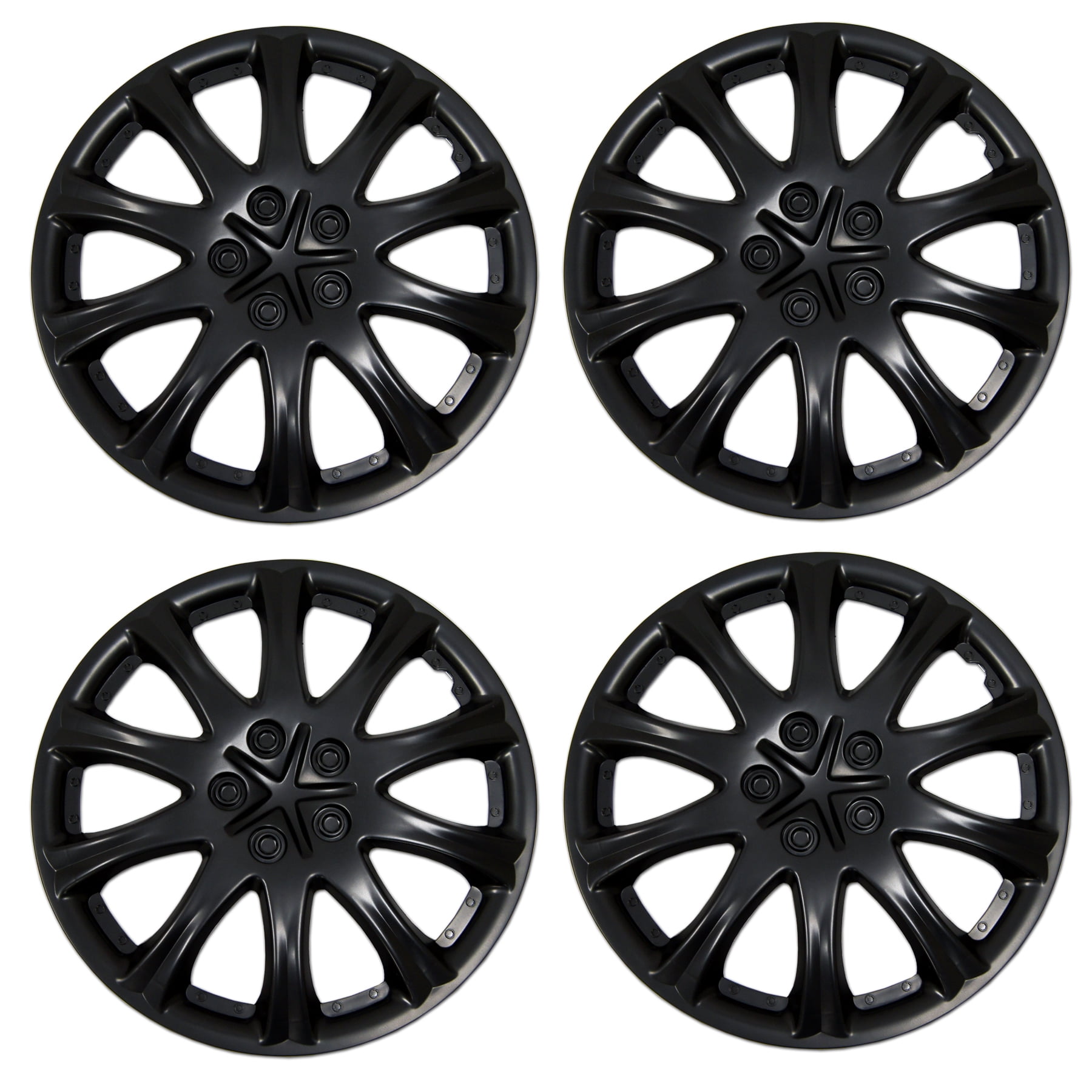 Set of 4 Matte Black Hubcaps 15" WSC3503B15 Hub Caps Wheel Skin
