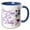 Blue/White, variant on 3drose, Happy 70th Birthday in Purple with Purple Flowers, 11oz Magic Transforming Mug