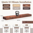 thumbnail image 2 of Eshoma Fireplace Mantel - Handcrafted Solid Mantel Shelf for Over Fireplace - Wall Mounted Floating Mantel Shelf with Invisible Brackets - 60 Inch - Walnut, 2 of 14