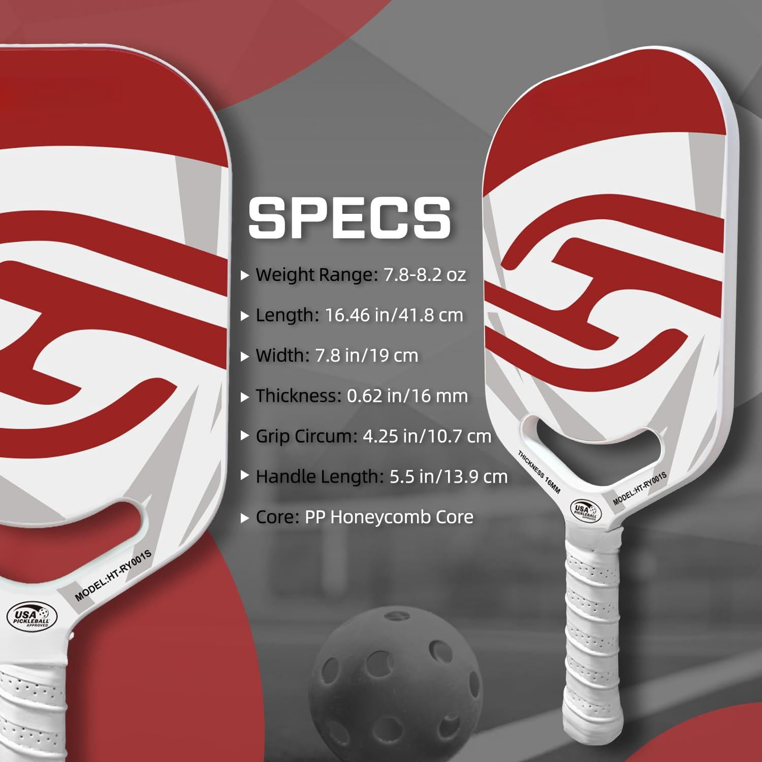 Pickleball Paddles | T700 Carbon Fiber Paddle With Aero Throat Hot-press Moulding 16mm Polymer Core Specifically Engineered For Swing Speed And Manoeuvrability