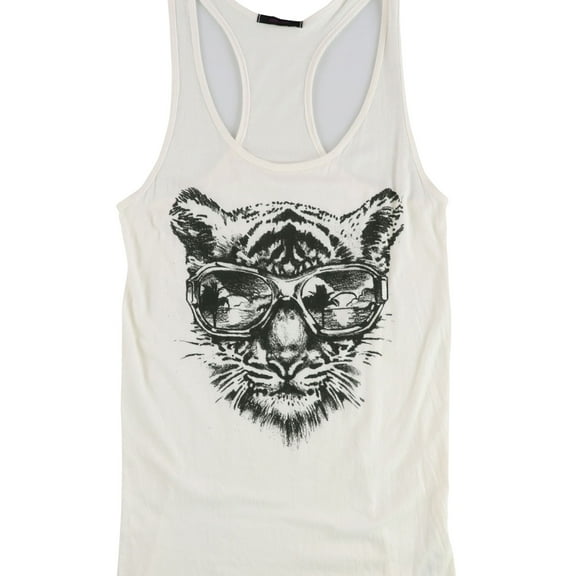 dirty violet Womens Tiger Sunglasses Racerback Tank Top, White, Large