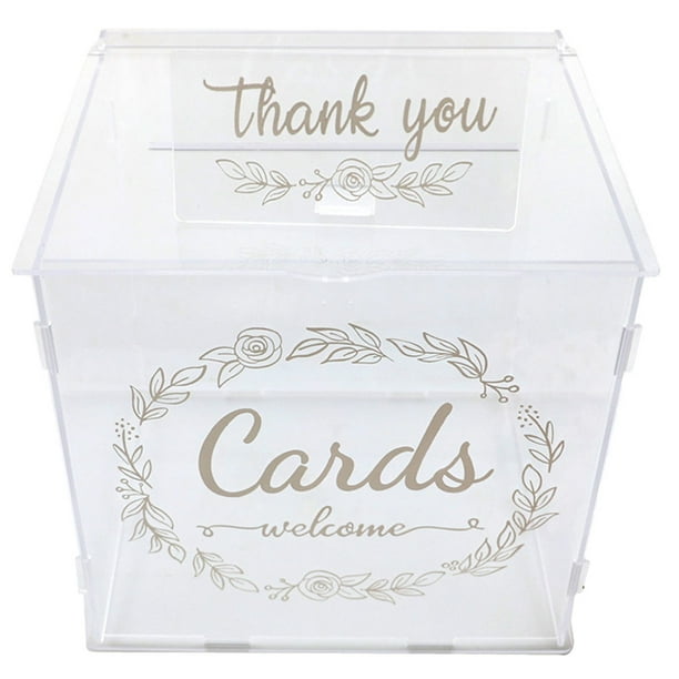 Caja de acrílico para tarjetas de boda, caja para sobres, caja para guardar dinero, suministros para bodas