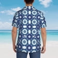 thumbnail image 6 of Balery Vintage Blue Print Men's Hawaiian Shirts Short Sleeve Beach Shirt Relaxed Fit Vacation Button Down Shirts-, 6 of 9