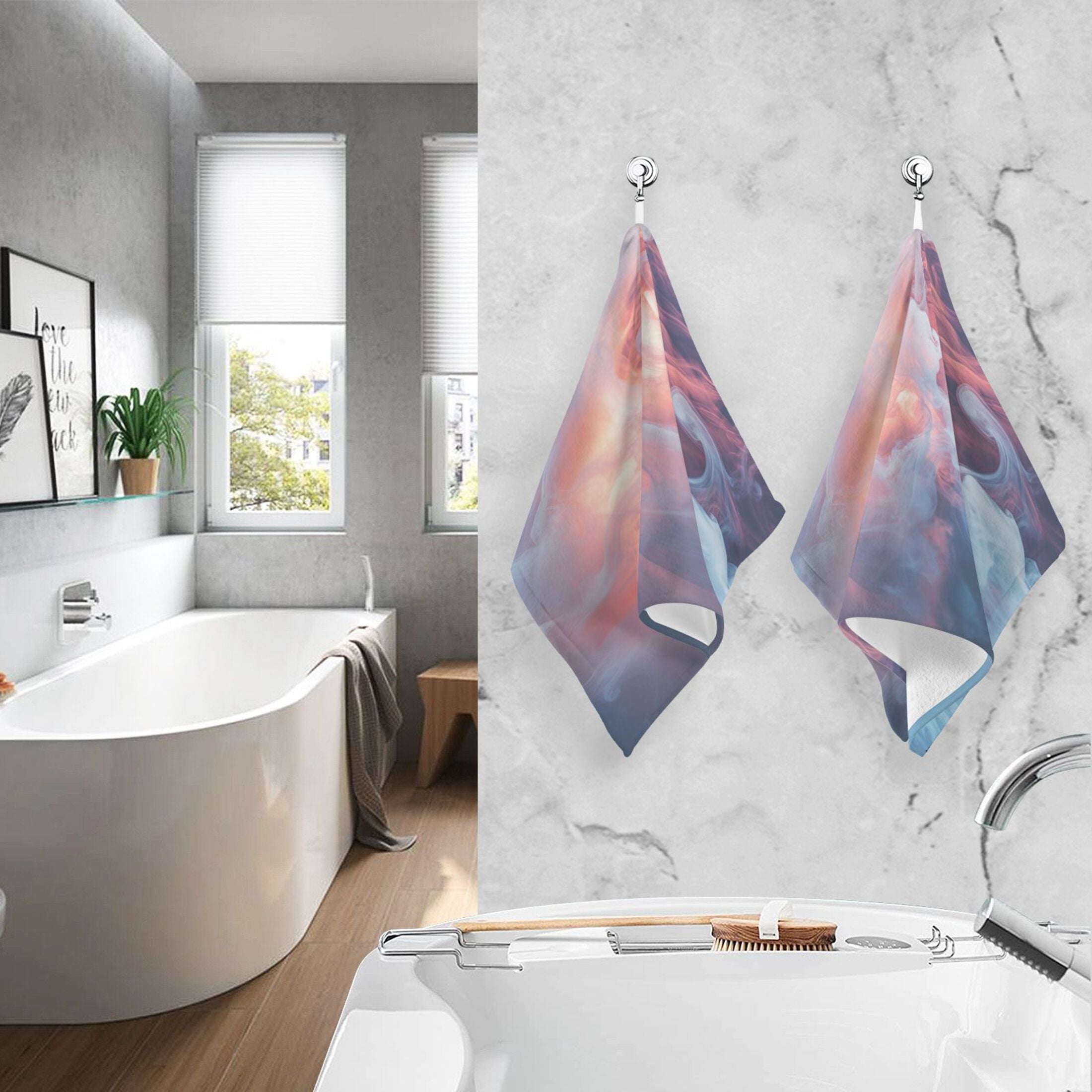 Cotton Towel Two-Piece 16x28 Inch One Sizex2 Face Towel Set Towel Set Cotton Hand Bath Towel Bathroom Beach White Smoke