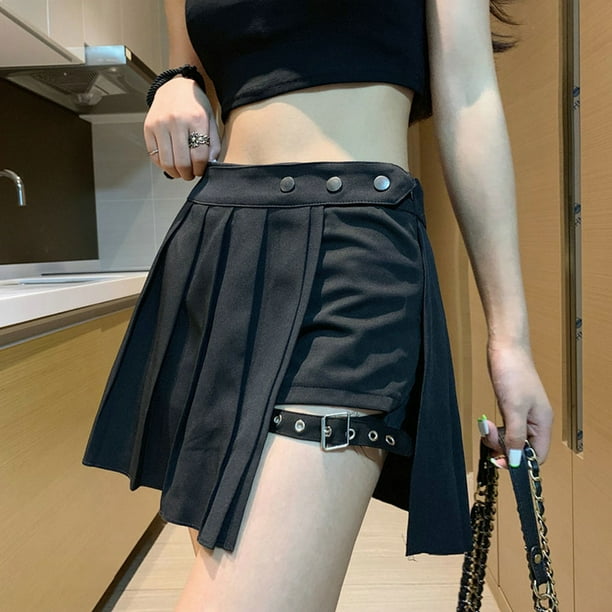 Pleated Half Skirt Girls Summer Punk Style Irregular Skirts