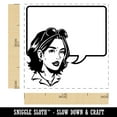 thumbnail image 2 of Comic Woman with Empty Text Speech Bubble Self-Inking Rubber Stamp Ink Stamper - Sky Blue Ink - Small 1 Inch, 2 of 7