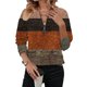 thumbnail image 1 of Camiseta de Larga para Mujer, Cuello Redondo, Estilo Casual, con Media Cremallera, Estampado Geométrico y Bloques de Color. Marrón Oscuro 4XL, 1 of 8