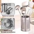 thumbnail image 3 of 2 Pcs Metal Utensil Holder，Practical Rack for Chopstick Spoon Fork Silverware Straw Cutlery Home Kitchen Use，Stainless Steel Utensil Holder, 3 of 6