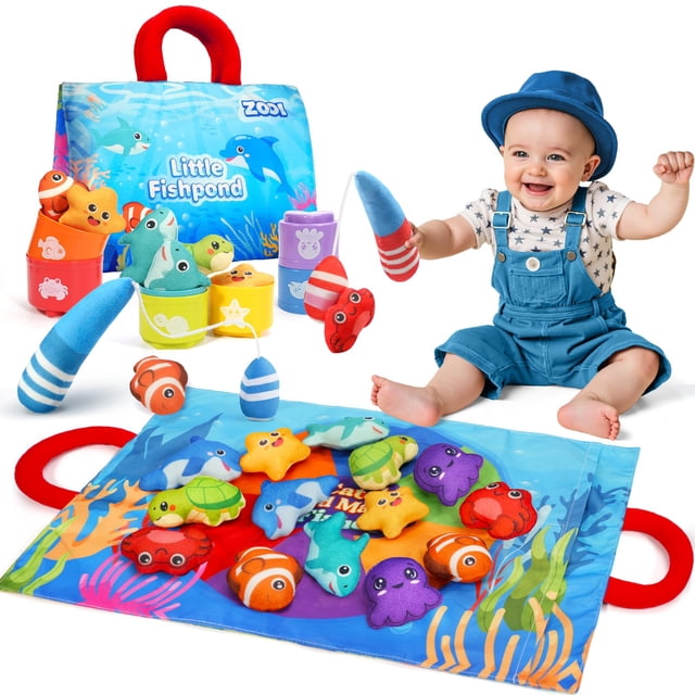 Juego de juguetes de pesca Montessori ZOOI para niños de 1 a 3 años con 24 piezas