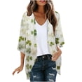 thumbnail image 2 of Neewe Women Kimono Cardigans Casual Summer Tops Chiffon 3/4 Sleeve Cover up Open Front Floral Print Resort Wear, 2 of 5